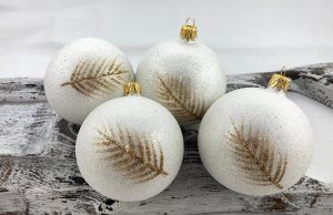 Vianočné gule 21/3239/8/4ks - zlaté pierka - luxusná