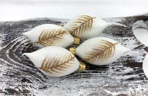 Vianočné olivy 31/197/8x4/4ks - zlaté pierka - luxusná