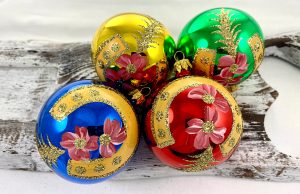 Vianočné gule 11220247/8/4ks - retro podkovička