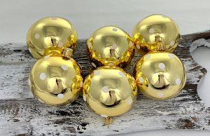 Vianočné gule 22/4555/7/6ks - zlaté s bodkami
