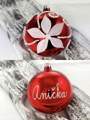Personalized red bauble 22/4562/10/1pc - Custon name ornament