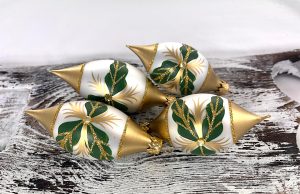 Vianočné luxusné olivy 34/985/8x4/4ks - tri zelené listy