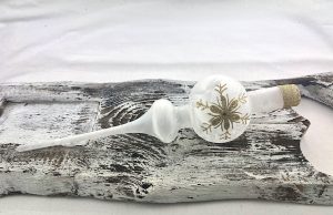 Vianočný špic 601/362-5/7/1ks - biely mrazolak + zlatá vločka