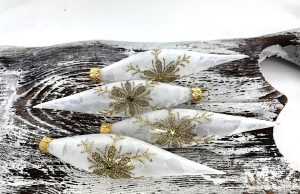 Vianočné rakety 70/379-5/14x3/4ks - biele + zlatá vločka