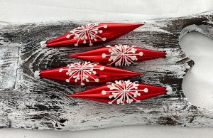 Vianočné rakety 72/634/14x3/4ks - červené + veľká vločka