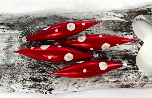 Vianočné rakety 76/100/14x3/4ks - červené + biele bodky