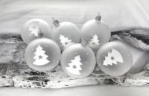 Vianočné gule 20/8549-4/7/6ks - biely stromček s hviezdou