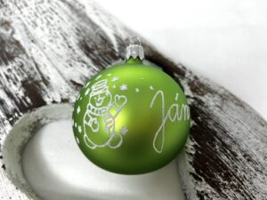 Personalized Snowman Glass green bauble 24/8911/7/1pc - Custom name ornament - 764