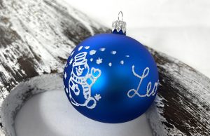 Personalized Snowman Glass Blue bauble 24/8911/7/1pc - Custon name ornament - 834