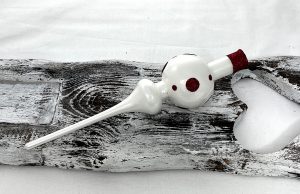 Vianočný špic 661/216/7/1ks - biely + červené bodky