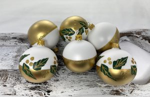 Vianočné guličky 80/1815/7/6ks - pol/pol zlato-biele