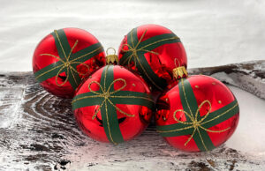 Vianočné gule 22/4566/8/4ks - tradičná, mašle