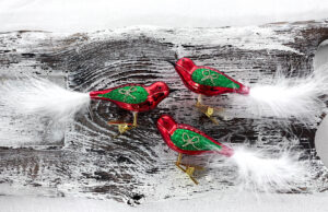 Vianočné vtáčiky 425/552/3ks - tradičná, červené