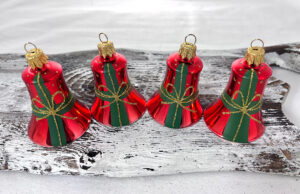 Vianočné zvončeky 52/302/5,5/4ks - tradičná, mašle