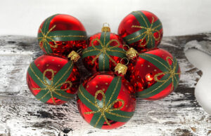 Vianočné gule 22/4566/6/6ks - tradičná, mašle