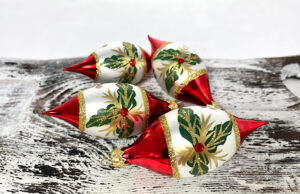 Vianočné olivy 34/992/8x4/4ks- tradičná, červený šatón