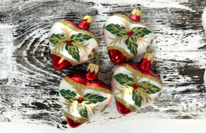 Vianočné srdiečka 443/1626/4ks - tradičná, červený šatón