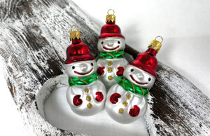 Snehuliačiky 445/1620/3ks -tradičná, červená čiapka+zel.šál