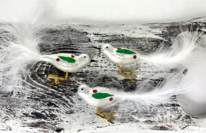 Vianočné vtáčiky 445/1629/3ks - tradičná, biele + zelené krídlo