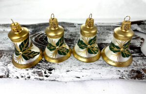 Vianočné luxusné zvončeky 54/779/5,5/4ks - tri zelené listy