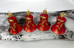 Vianočné zvončeky 54/781/5,5/4ks - tradičná, červené + zlaté listy