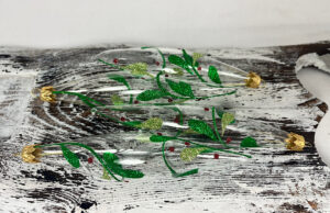 Vianočné rakety 70/389/14x3/4ks - tradičná, číre + zelené zdobenie