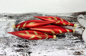 Vianočné rakety 74/810/14x3/4ks - tradičná, červené + zlaté listy