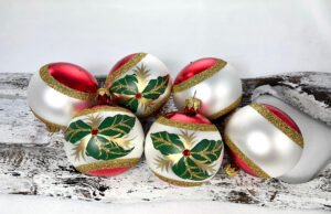 Vianočné gule 80/1868/7/6ks - tradičná, červený šatón