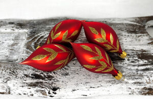 Vianočné olivy 34/990/8x4/4ks - tradičná, červené + zlaté listy