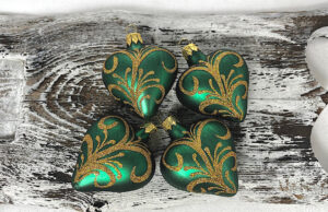 Vianočné srdiečka 443/1625/4ks - tradičná, tuhozelené