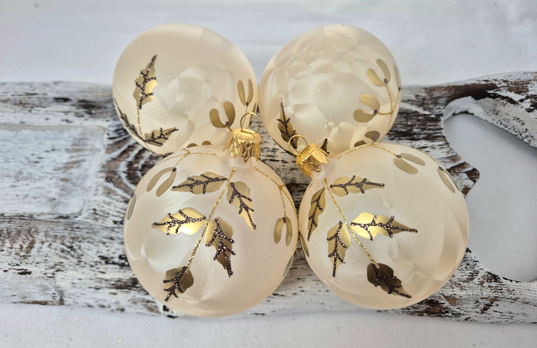 Christmas baubles 20/8497-5/8/4pcs - champagne leaves 1 Christmas baubles 20/8497-5/8/4pcs - champagne leaves