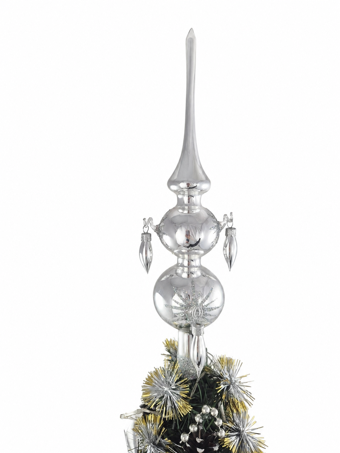 Christmas topper 912/2364/1pc - silver with small olives 3 Christmas topper 912/2364/1pc - silver with small olives - Image 3